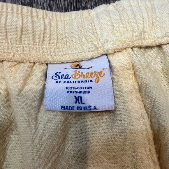 Sea Breeze of California Butter Yellow Pants Tapered 100% Cotton Baggy Casual - Picture 4 of 6